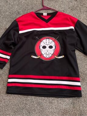 Spirit Kids Black & Red Hockey Jersey with White Accents
